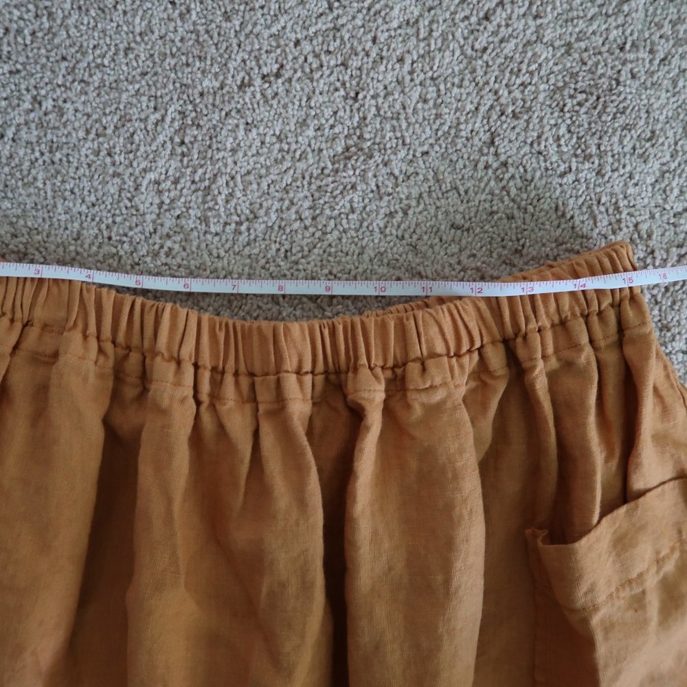 Handmade Amber Yellow Linen Midi Skirt - Picture 6 of 10